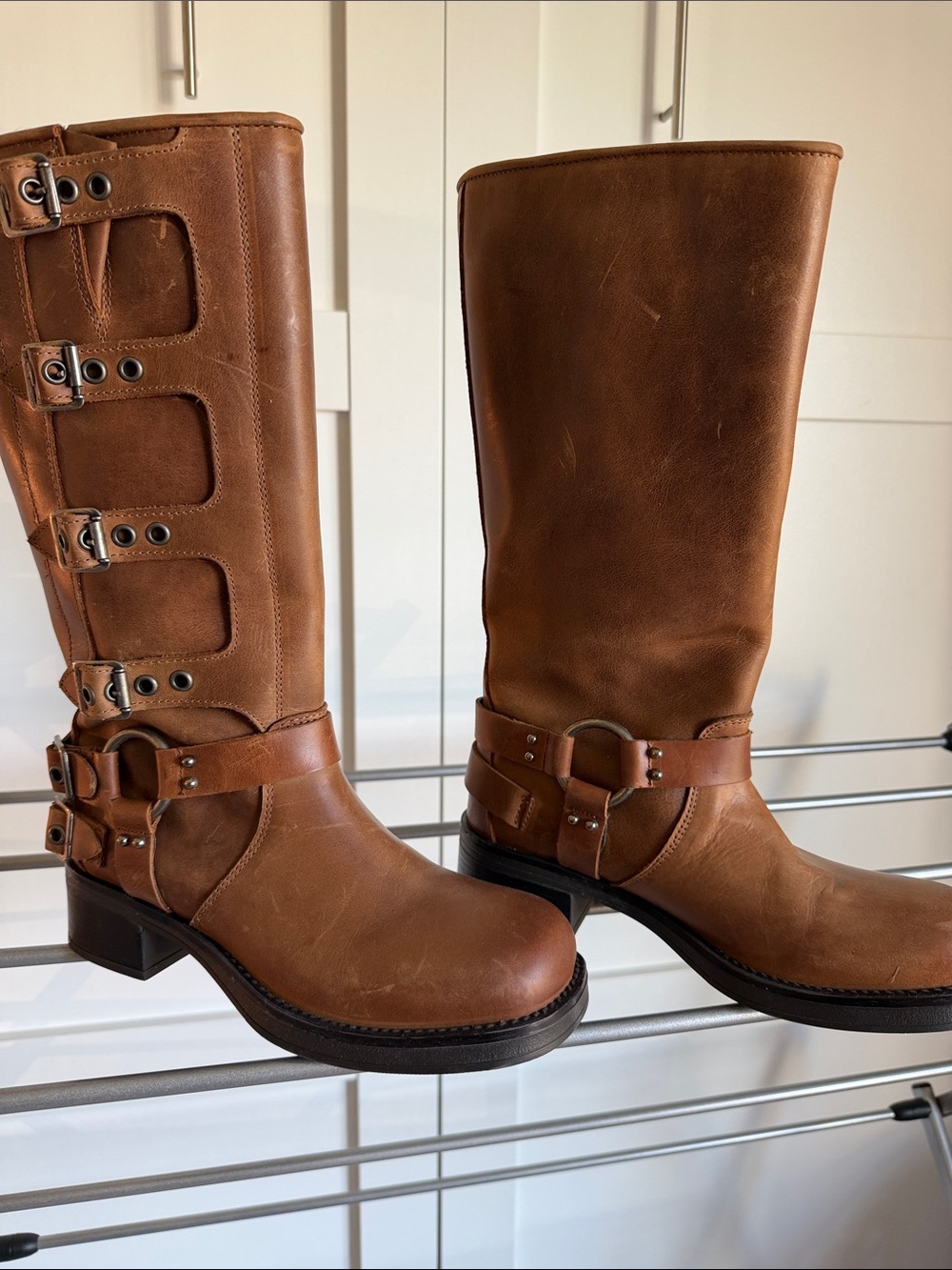 Steve Madden Chestnut Brown Tall Buckle Riding Boots - Picture 2 of 4